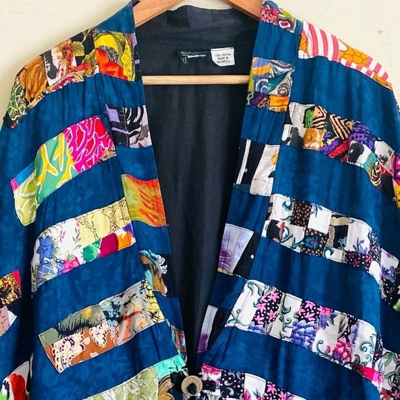 NATIVEWEAR DESIGNS Oversized Bohemian Lagenlook Appliqué Patchwork Jacket Size M - Picture 6 of 9